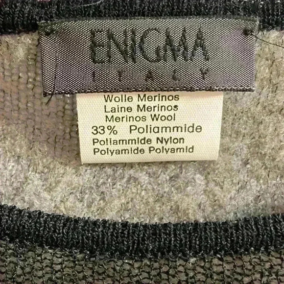 Enigma Italy sweater crewneck black pullover merino wool men XL - Picture 8 of 9